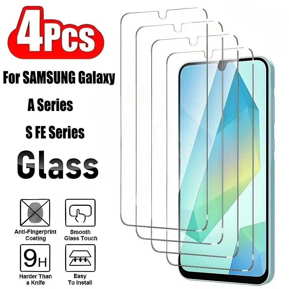 4 Stück High Definition gehärtetes Glas für Samsung Galaxy A16 A25 A26 A36 A55 A56 Displayschutzfolie für Samsung A15 A35 A42 A53 A73