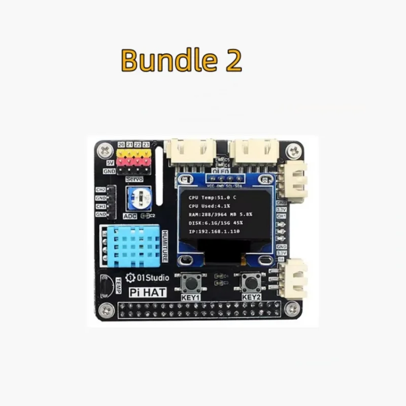 01Studio PiHAT Pi 4 3B+ 4B Development Demo Expansion Board Module Python Programming 2G 4G 8G