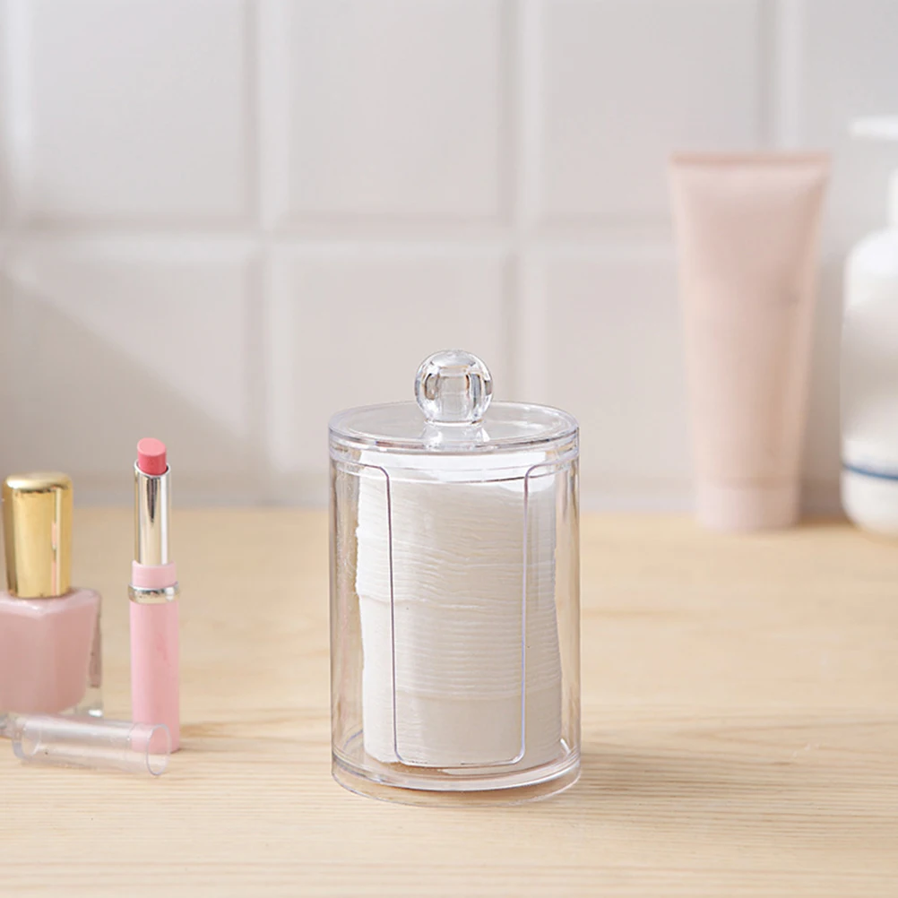 

Round Cotton Pad Storage Box Plastic Organizer Container with Groove Moisture-Proof Desktop Rack Decorative for Bathroom