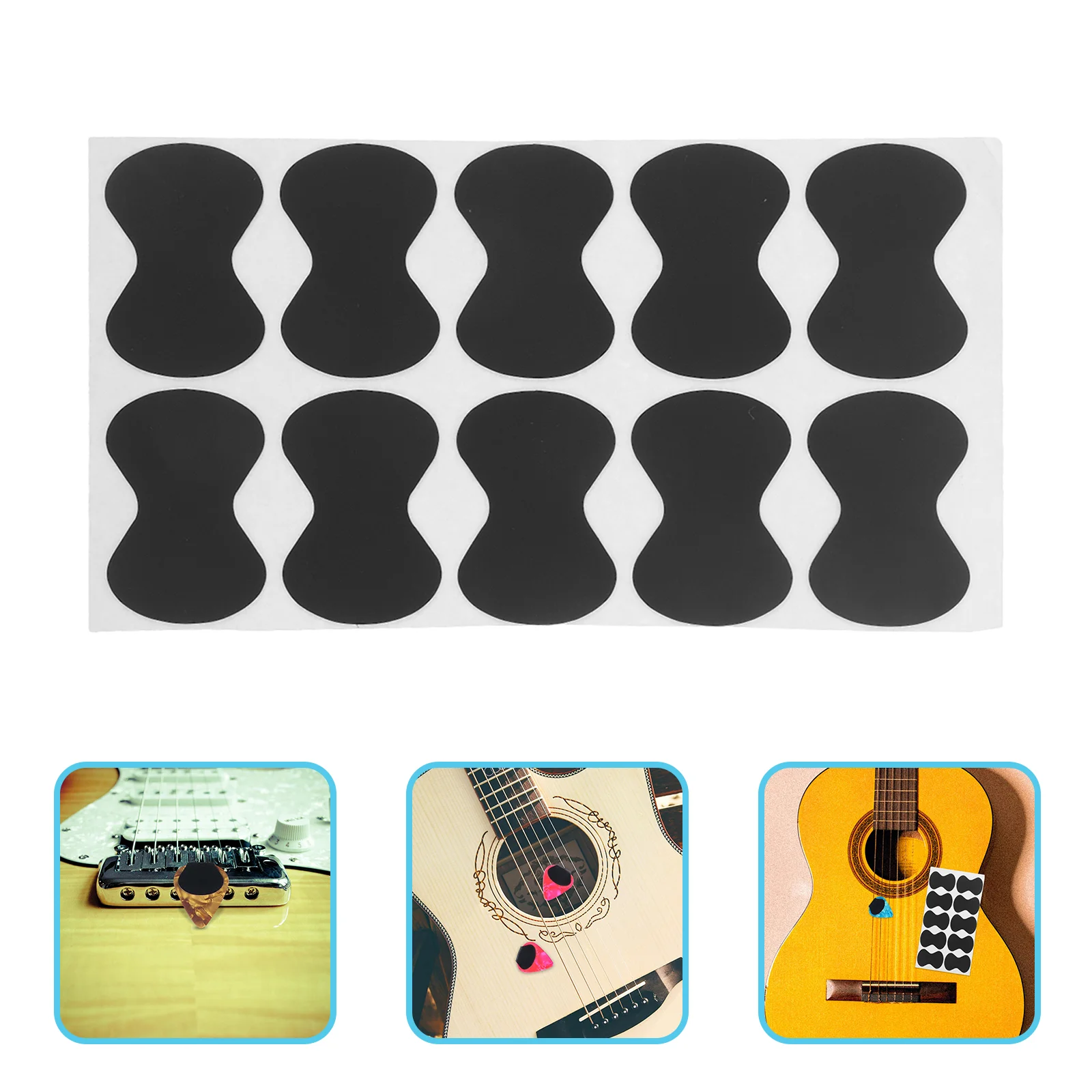 20 Pcs Guitars Anti-slip Stickers for Paddles Pick Grip Cork EVA Grips Black Accessory