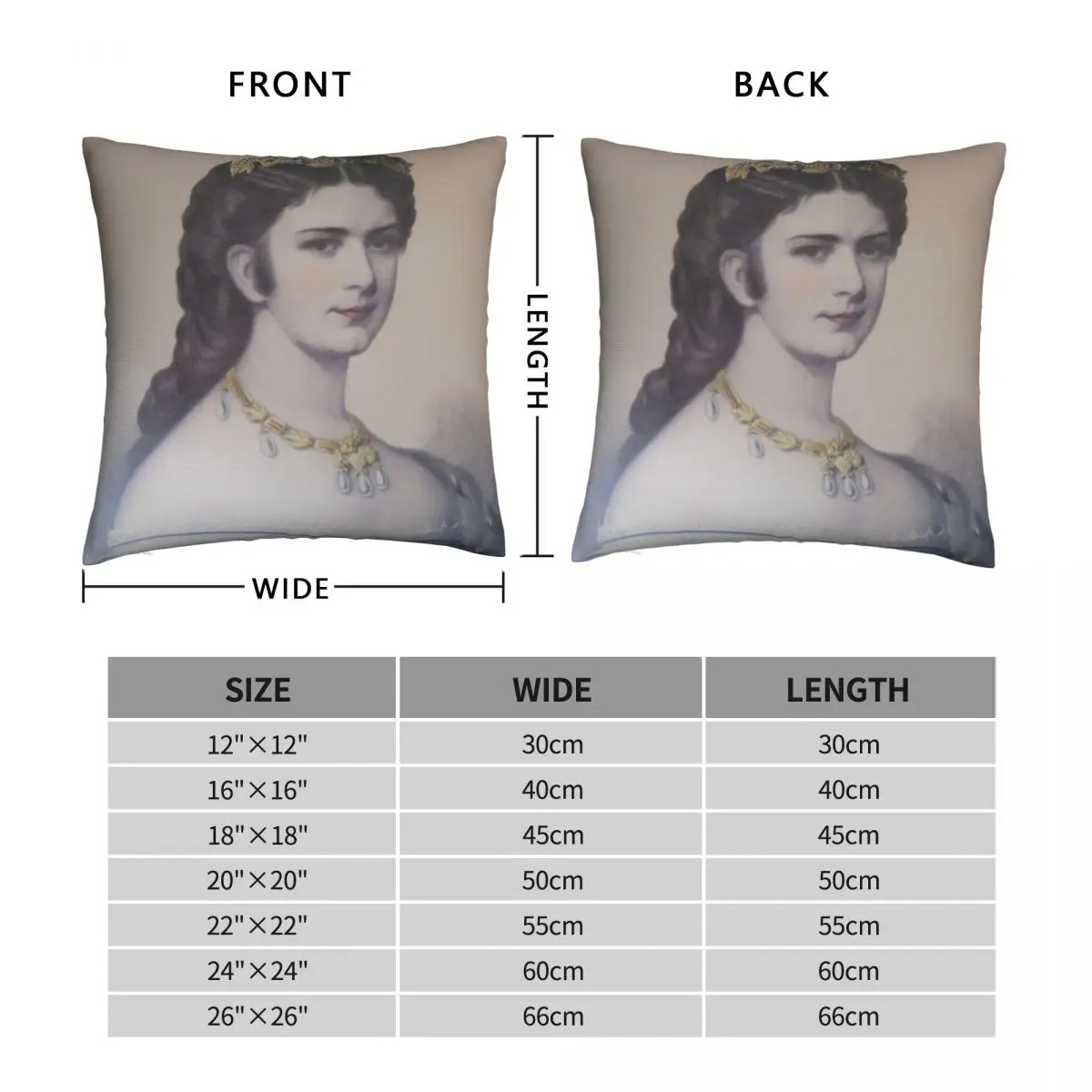 Queen Sissi Of Austria Square Pillowcase Polyester Linen Velvet Printed Zip Decor Throw Pillow Case Room Cushion Cover