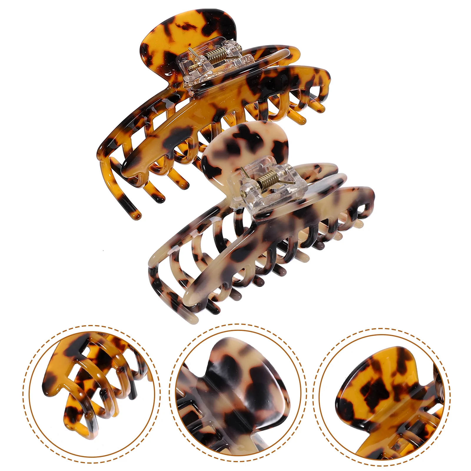 

2 Pcs Hair Jewelry Leopard Large Barrette Claw Clip Big Hairpin Jaw Women Women's