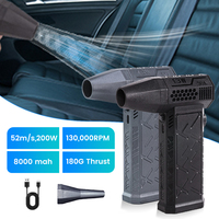 Mini Air Blower With Extra Nozzle 130000RPM Turbo Jet Fan Wind Speed 52m/s Electric Blower Multifunctional Blowing Dust Dryer