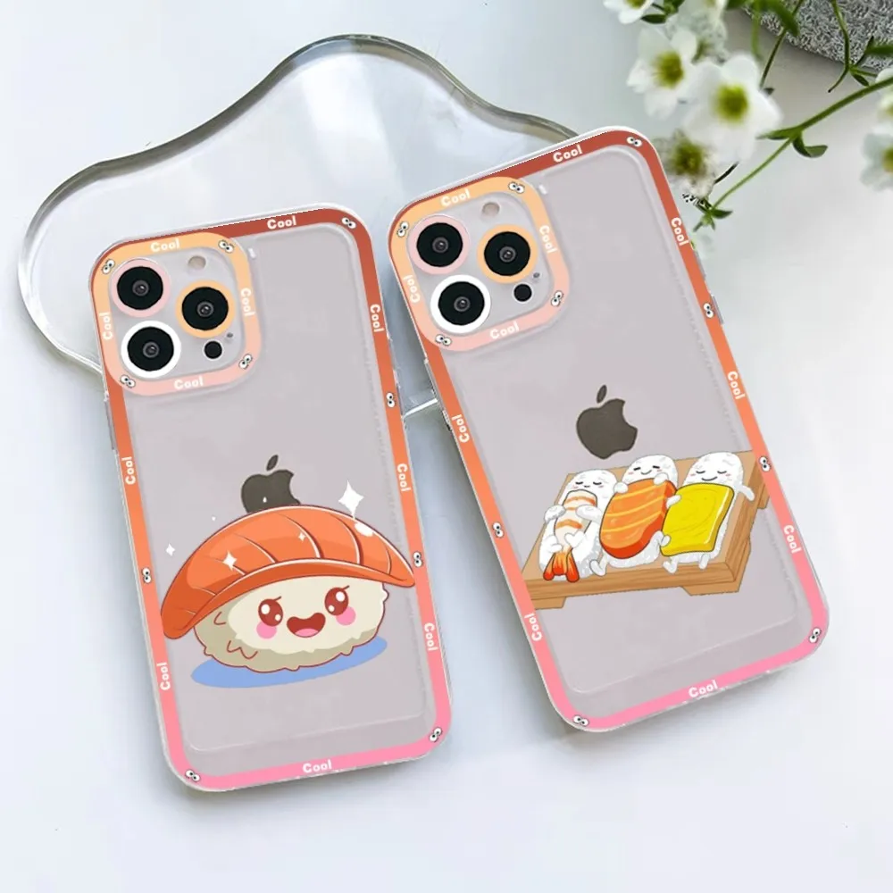 Food Sushi Phone Case For Samsung S 20 21 22 23 Lite Plus Ultra Clear Mobile Cover Funda