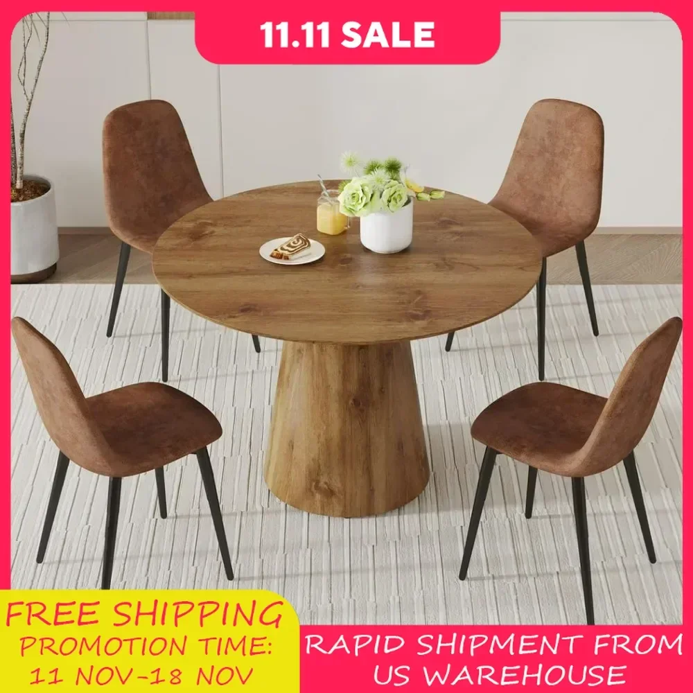 Round Dining Table Set for 4,72 Pounds Modern Kitchen Table Small 45 Inch Dinner Wood Round Dinner Table for Living Room