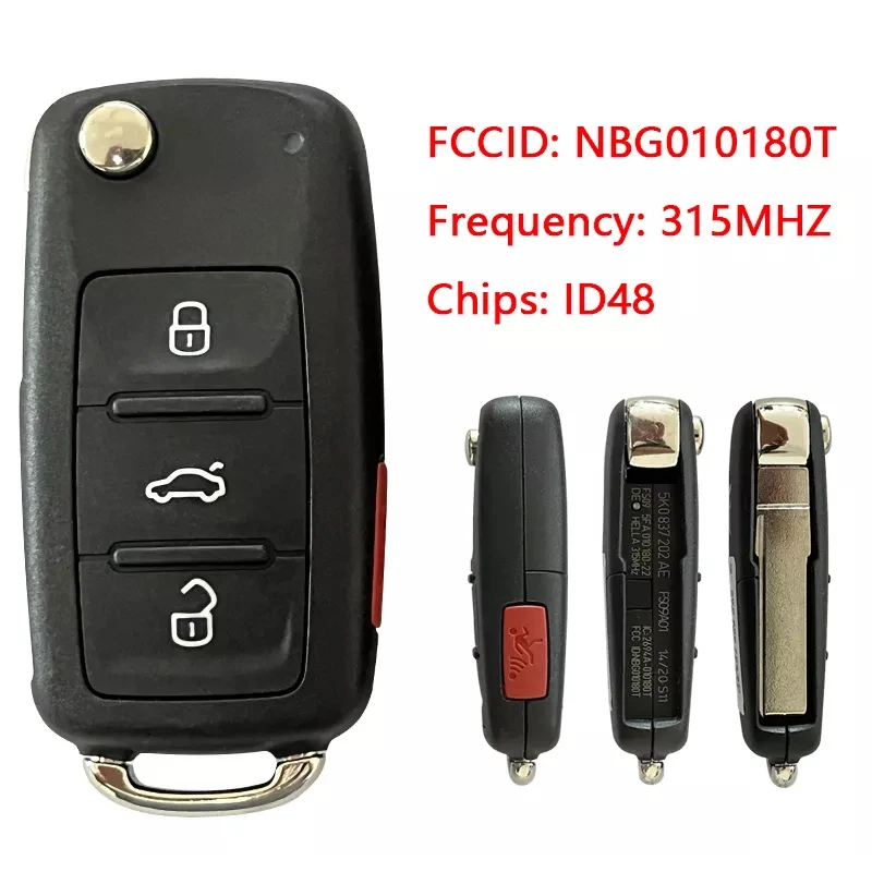 CN001099 Flip Remote Key 315Mhz 48 Chip 5K0 837 202 A E FCC NBG010180T For Jetta Passat Beetle Tiguan EOS Golf 2011-2017