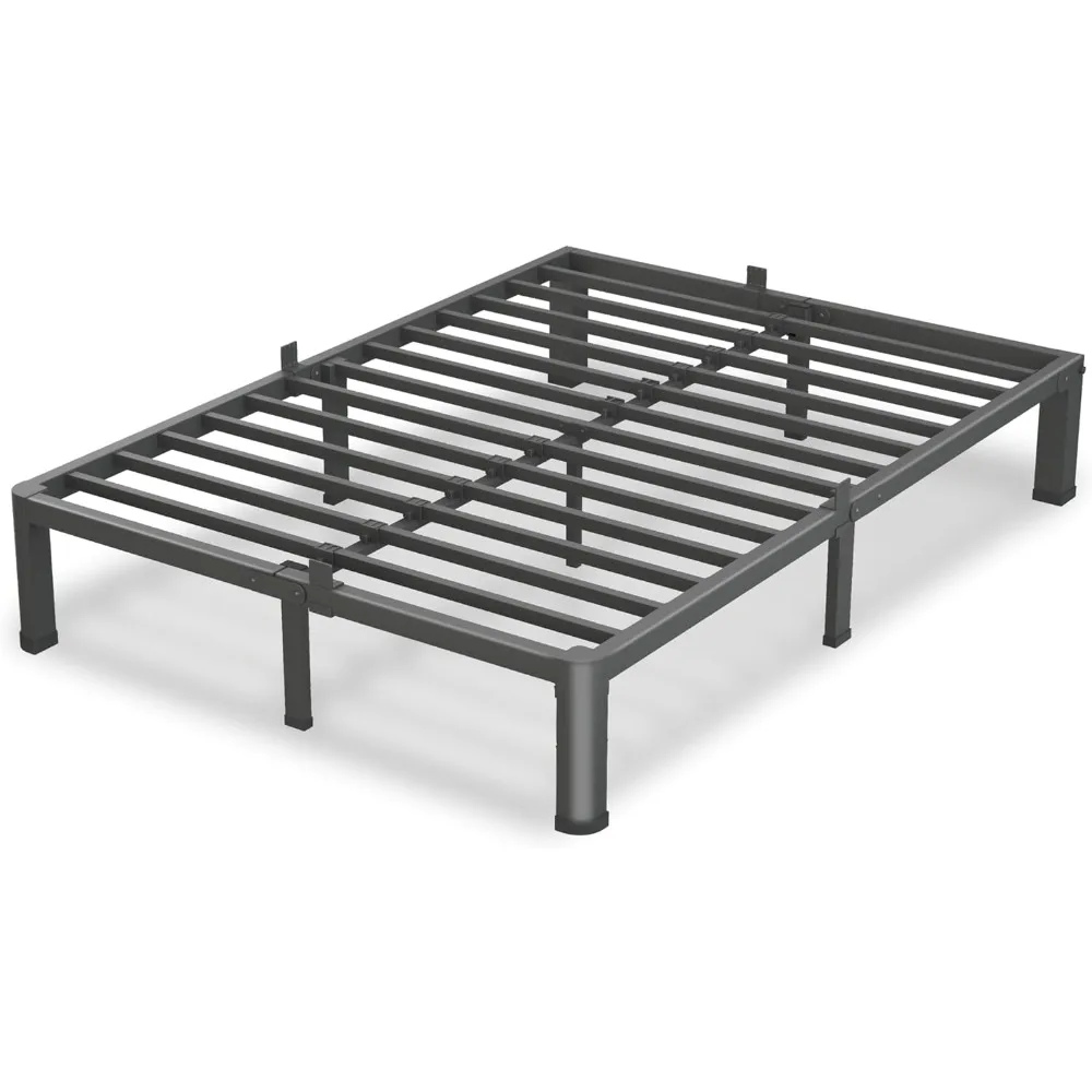 

7 Inch King Size Bed Frame, 3500Lbs Heavy Duty Metal Platform with Round Corner Legs Mattress Slide Stopper, Steel Slat Support