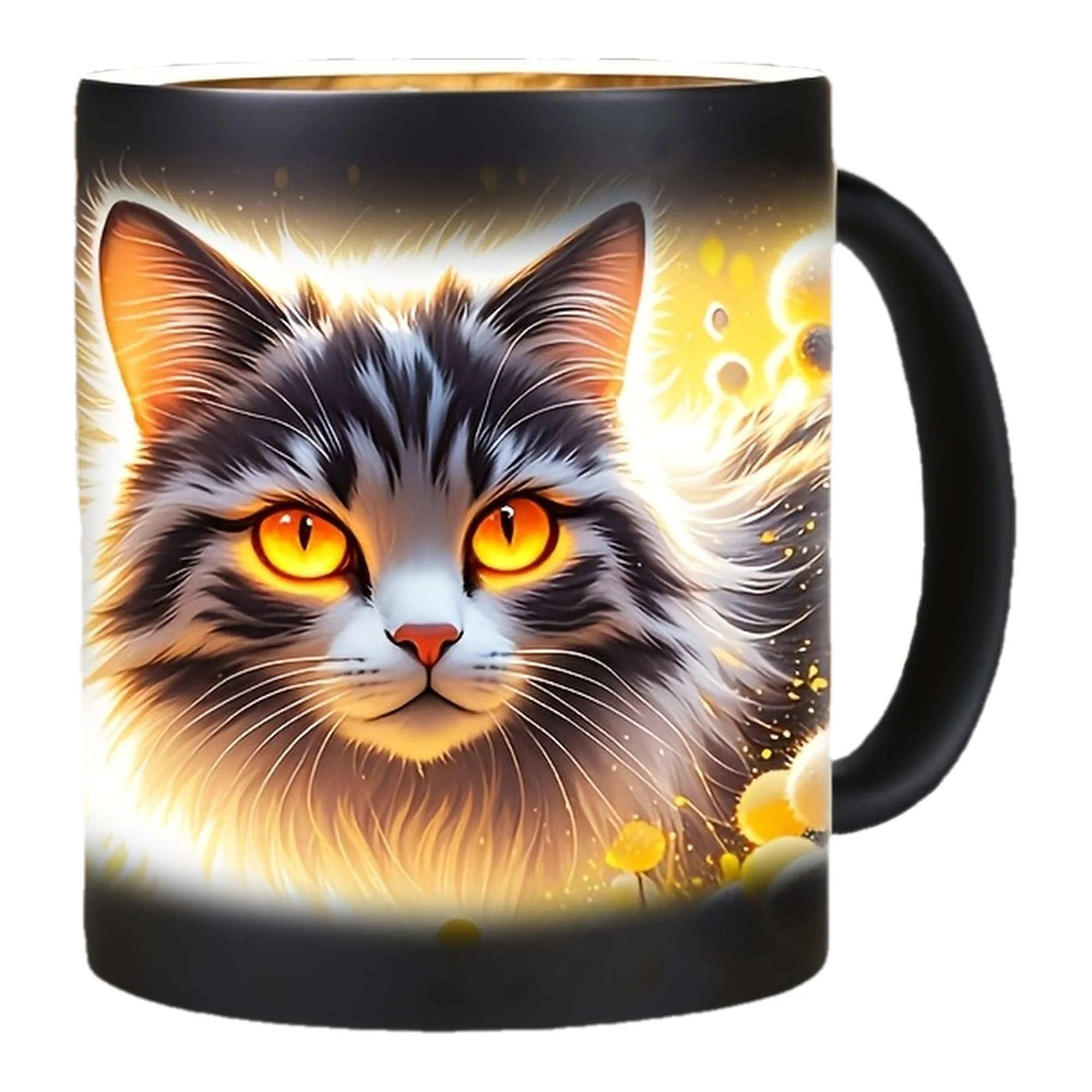 Cute Cat Ceramic Color Changing Coffee Mug Cat Design Cup Creative Gift for Friends Family