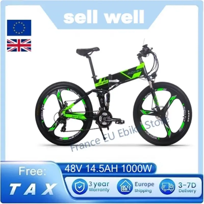 Mountain Off-Road Electric Bicycle Foldable 26 Inches, Men and Women 48v 14.5ah Removable Battery, 1000W Motor Hydraulic Brake