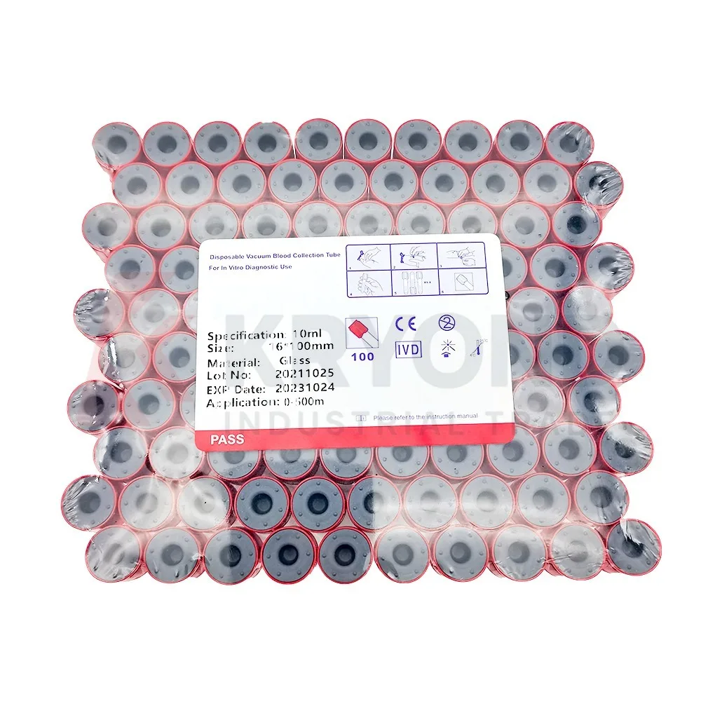 100pcs Medical No Additive Plain Tube Plastic Vacuum Blood Collection Tube Ordinary Blood Test Tubes 10ml PET Tube