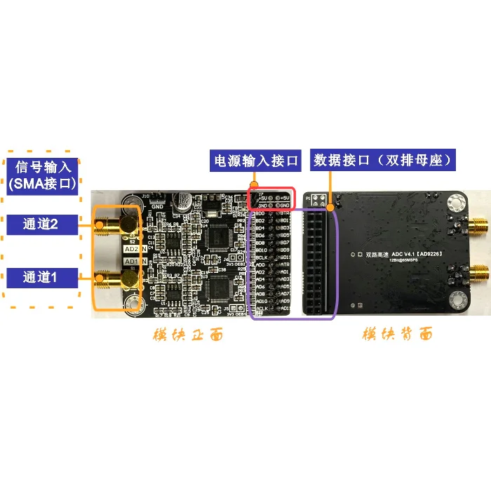 Dual Channel High-speed AD Module AD9226 Parallel 12 Bit AD 65M Data Collector FPGA Development Board