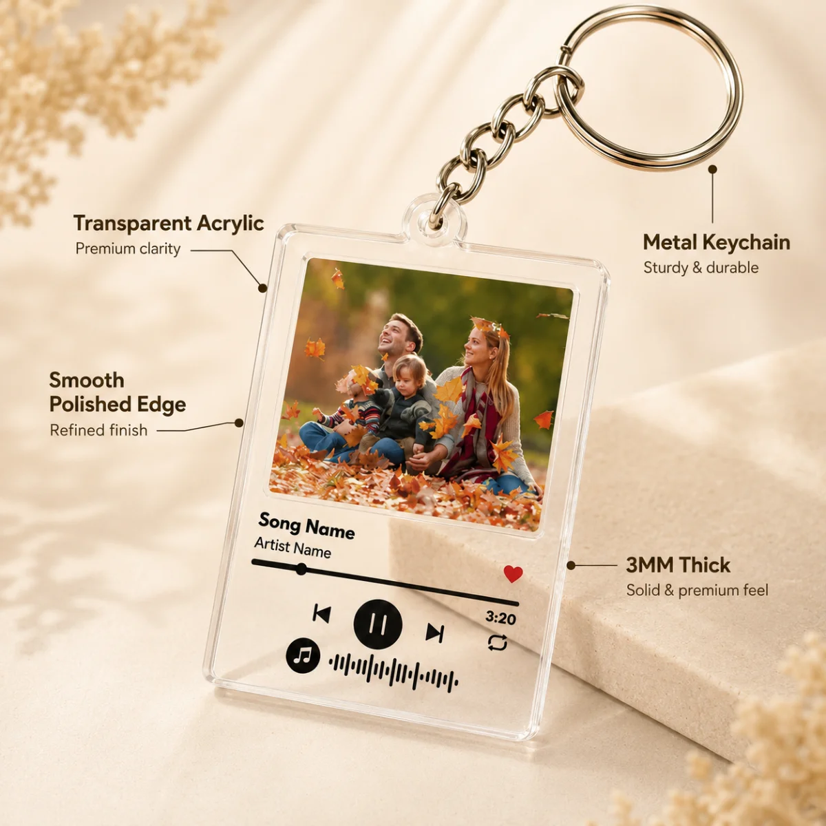 Custom Acrylic Key Pendant, Custom Images, Customizable Name and Song Code, Couple Keychain, Valentine's Day Gift