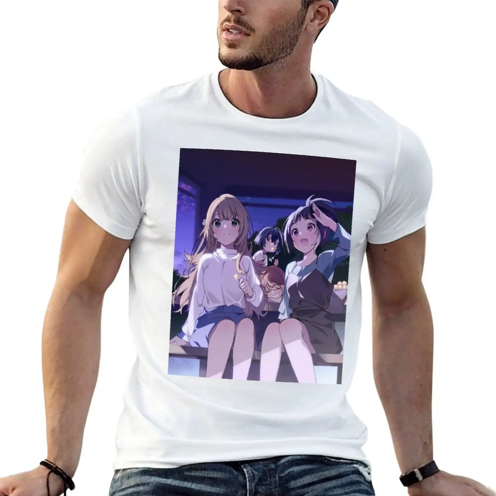 Camiseta Shiroi Suna no Aquatope para hombre, camisetas 100% de algodón para hombre, camiseta gráfica vintage para hombre, camiseta gráfica