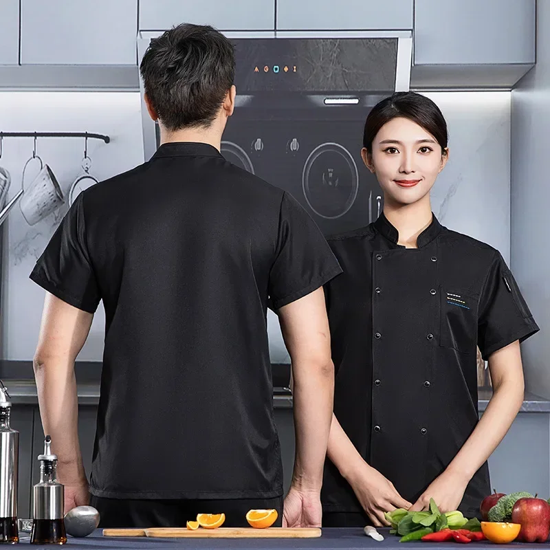 Atacado duplo breasted chef uniforme restaurante hotel cozinha catering jaquetas serviço de alimentos cozinhar café workwear roupas chef