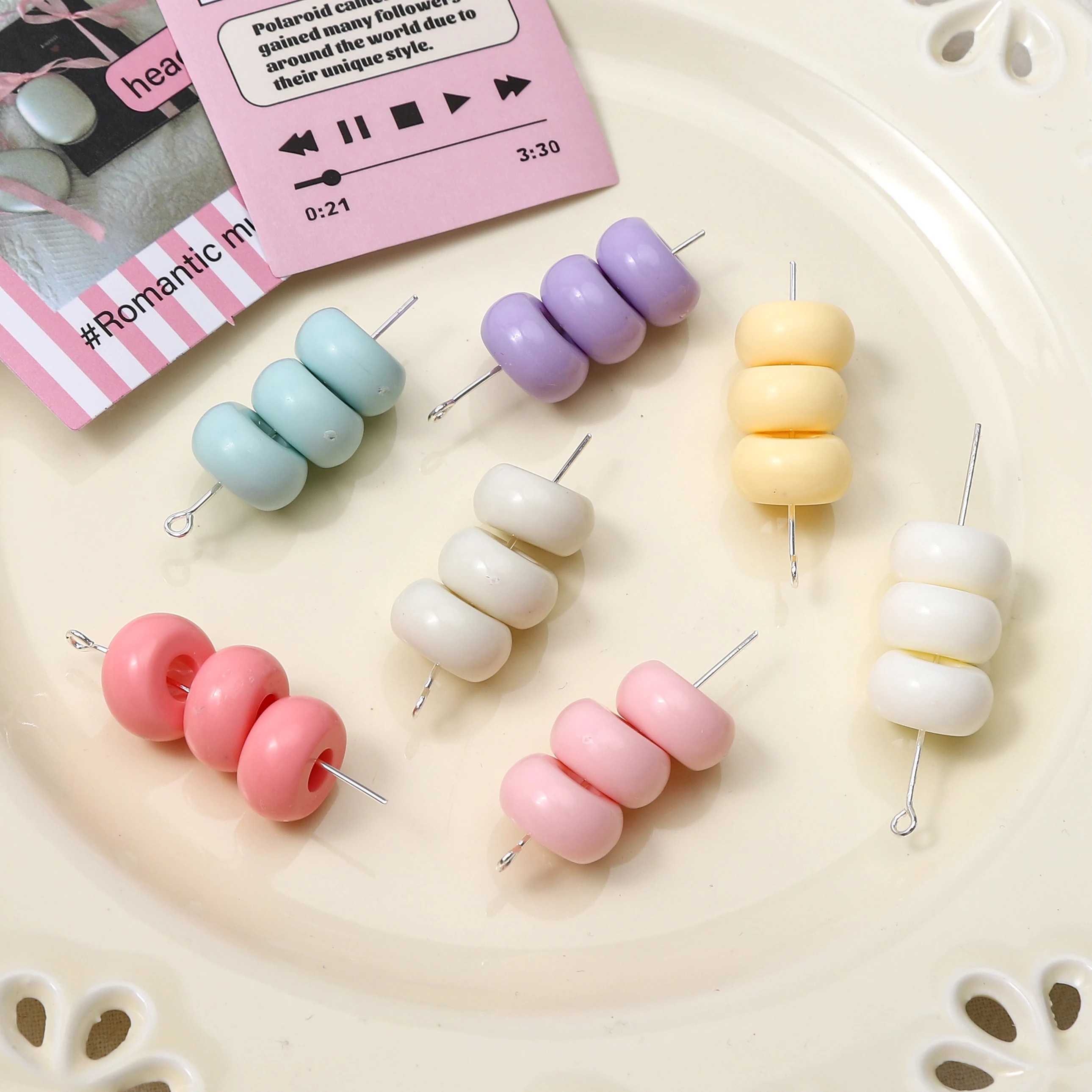 58-290Pcs 13x7mm Acrylic Large Hole Cream Color Flat Round Beads Spacer Beads For Jewelry Making DIY Keychain Charms Accessories image 4