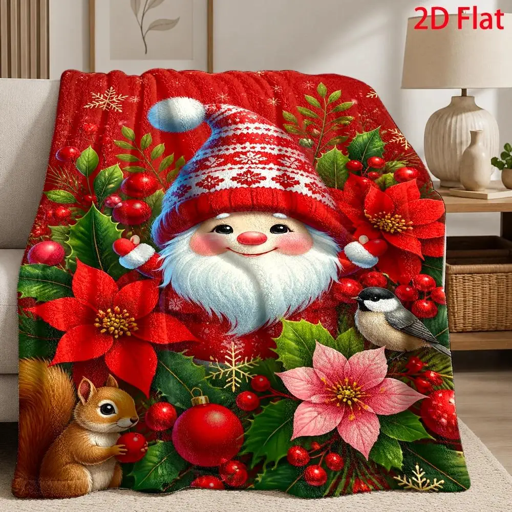 Black Garland Christmas Blanket Flannel Throw Gold Bell Red Ribbon Winter Warm Soft Fleece Blankets Couch Bed Chair Cover