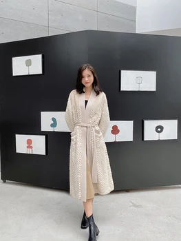 HDHOHR 2025 Echte Nertsen Bontjas Vrouwen Luxe Natuurlijke Kintted Nertsen Bont Jassen Winter Warme Dikke Bont Kleding Voor Vrouwelijke Plus size