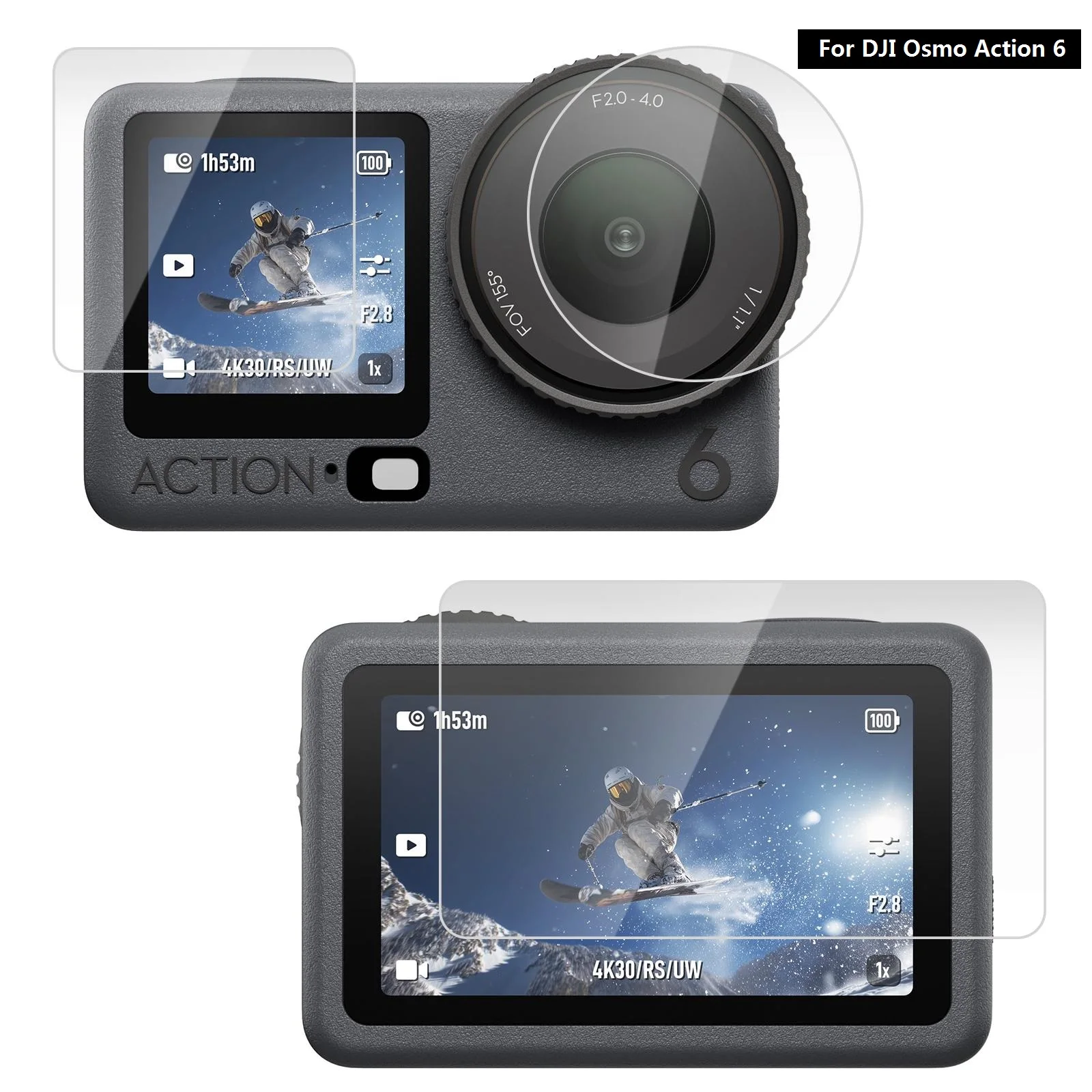 

PULUZ Lens + Front and Back Screen Tempered Glass Film For DJI Osmo Action 6