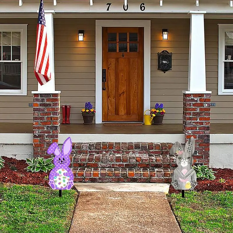 

Easter Yard Sign With Stakes Acrylic Bunny Lawn Signs Sturdy Easter Garden Outdoor Sign With Stakes For Patio Garden Yard