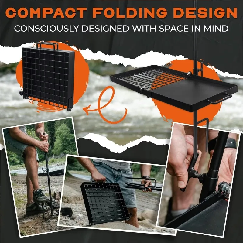 تصميم فريد من نوعه للتخزين المدمج. شواية شواء المعسكر والشواية لطهي نار المعسكر متعدد الاستخدامات (شواية دوارة) #2