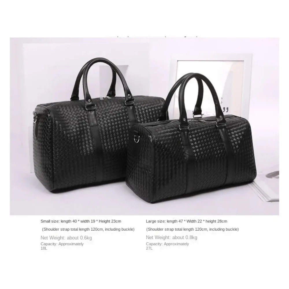 2024 Travel Bag Black Business Trip Bag New Woven Handheld Travel Bag Large Capacity Men\'s and Women\'s Shoulder Luggage Bag