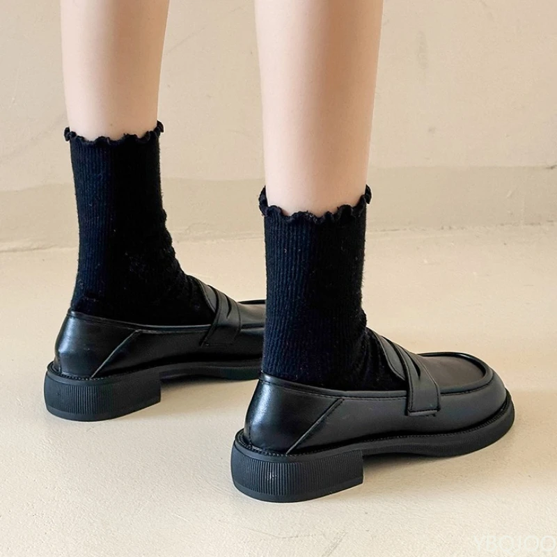 Women's Thick Heel Spring Autumn New Round Head Women's Shoes Simple Comfortable Solid Color Wear resistant Single Shoe