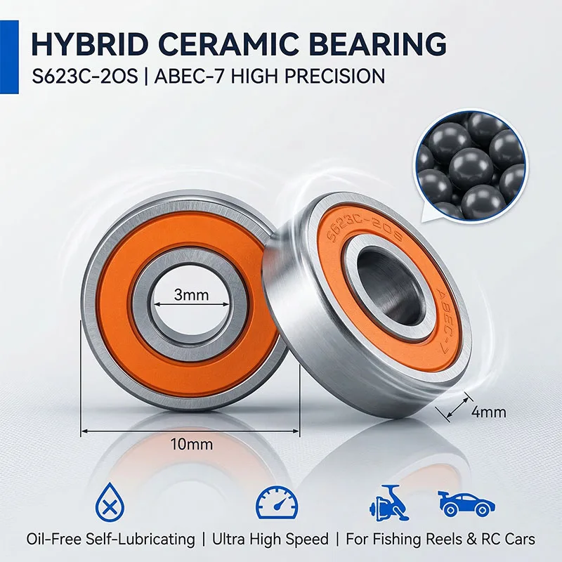 

10 шт. керамических подшипников 3x10x4 мм SMR103C S623C 2OS, гибридные керамические подшипники из нержавеющей стали 3*10*4, подшипник для катушек SMR103 S623 2RS DDU