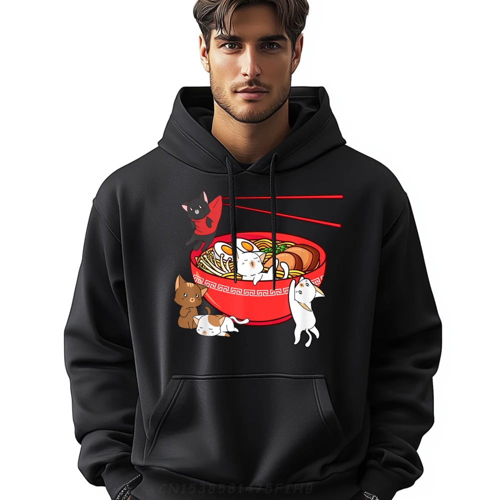 

Kawaii Cat Merch Cute Ramen Noodle Bowl for Cat Lover- Luxury Hoodies Men High Quality Oversize Man Oversize Long Sleeve