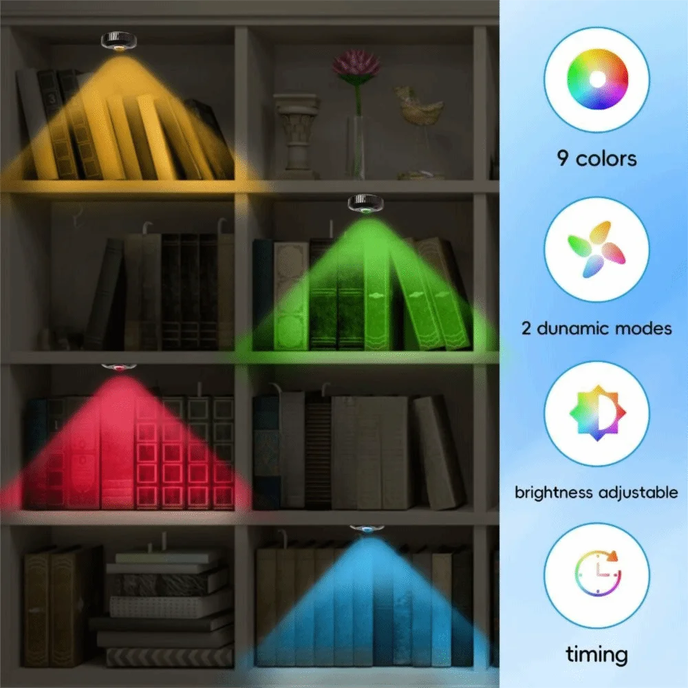 3 Pcs/set Rechargeable Under Cabinet Light Remote Control Stick On Design RGB Mood Nightlight Color Changing Mini LED