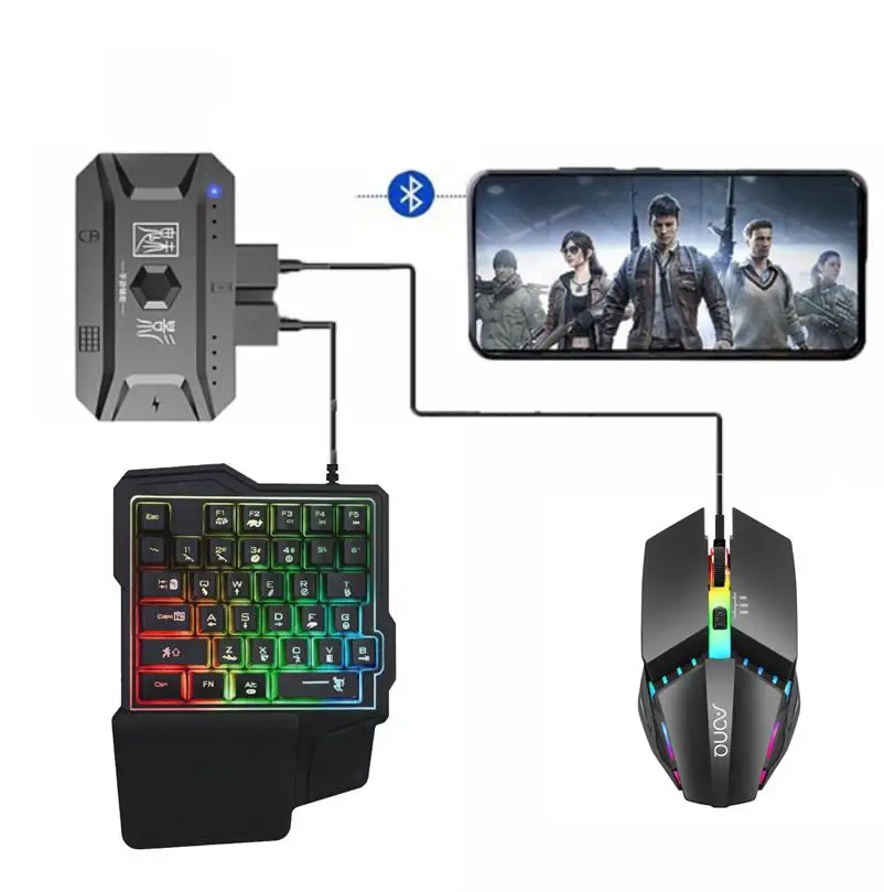 M1 Pro Kontroler Seluler Konverter Mouse Keyboard Gaming Bluetooth V5.0 Adaptor Yang Dapat Diprogram Mendukung Sistem IOS Android