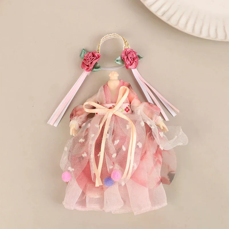 For Girls 16CM Chinese Style Doll Hanfu Clothing Dress Doll Clothes Accessories Dress Up Toys Ancient Costume Gown Dolls