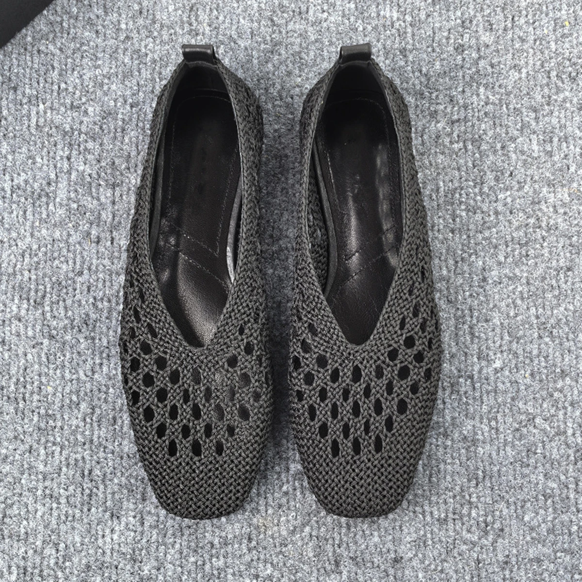 

Dave&Di Summer Minimalist Women's Woven Hollow Flat Loafers French Lazy Commuting Comfortable Slip On Single Shoes Women