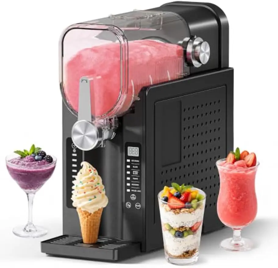 Home Frozen Slushie Machine No Ice Needed Black Drink Maker Auto Clean Led Display Six Preset Programs Ice Cream Frappes Milk Sh