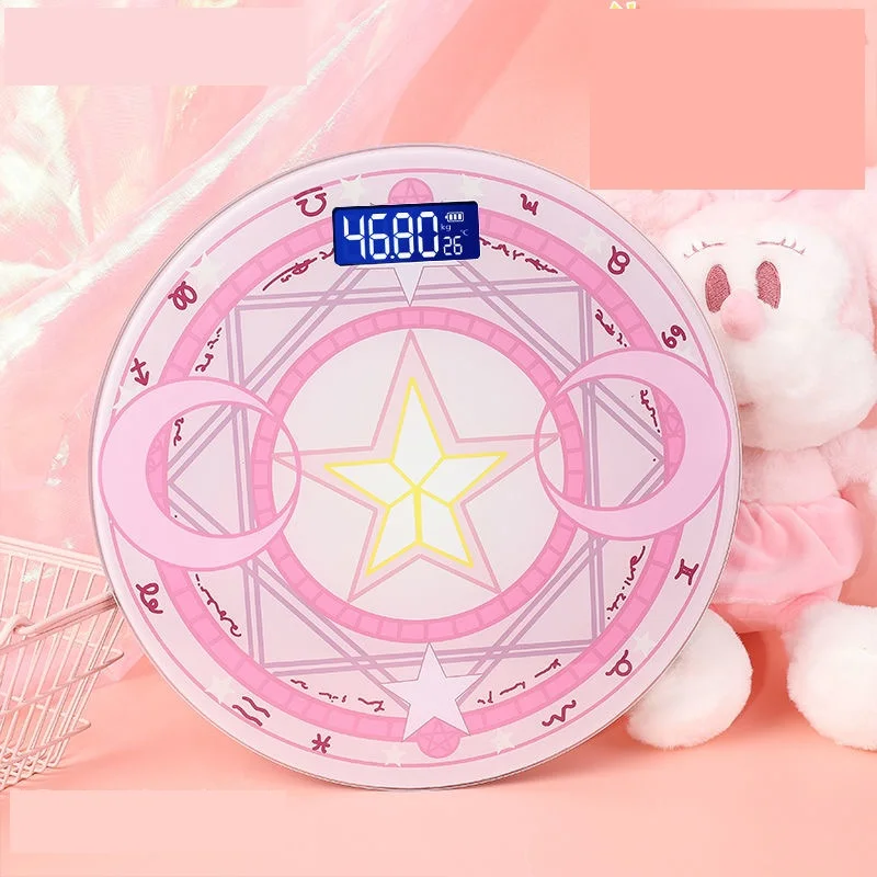 Card captor sakura  printed Tempered glass Cute Electronic Digital Women weight loss Scale Weight Balance LCD Display for girls