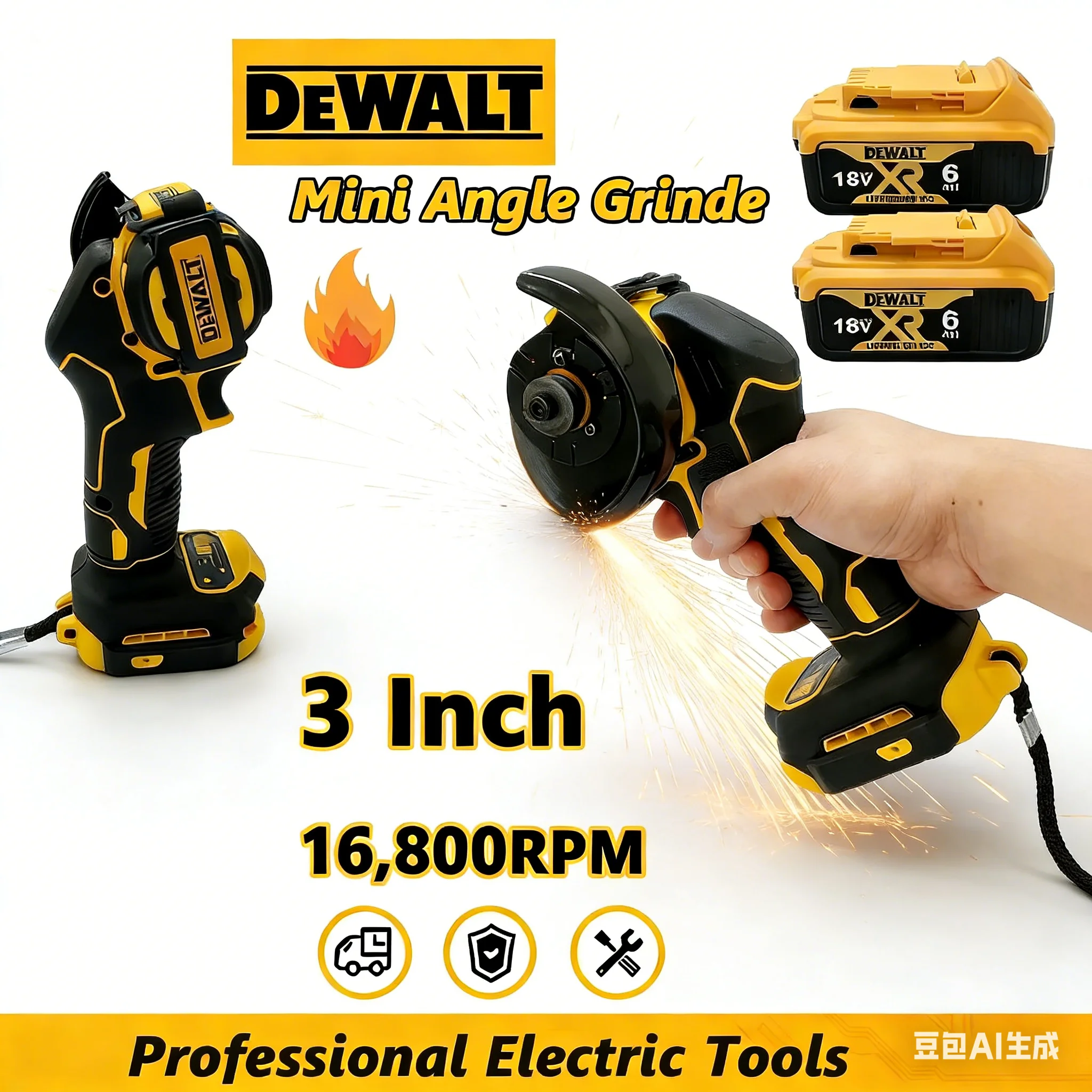 

Аккумуляторная мини-угловая шлифовальная машина DEWALT 3 дюйма, электрический инструмент для полировки и резки, совместимый с аккумулятором DEWALT 18В