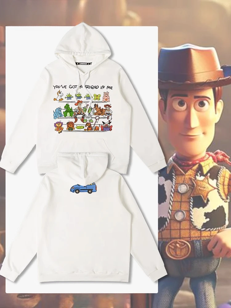 Fashionable and casual Disney Toy Story Cartoon Anime Printing Men's and women's hoodies Autumn and Winter Couple Clothes Hoodie