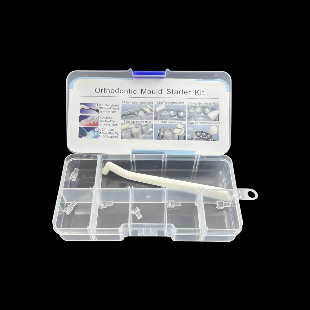 6Pcs/Set Dental Orthodontic Accessories Mould Injesction Moulding Mini Forming Mold Mini Lingual Button Bite Handle Tools