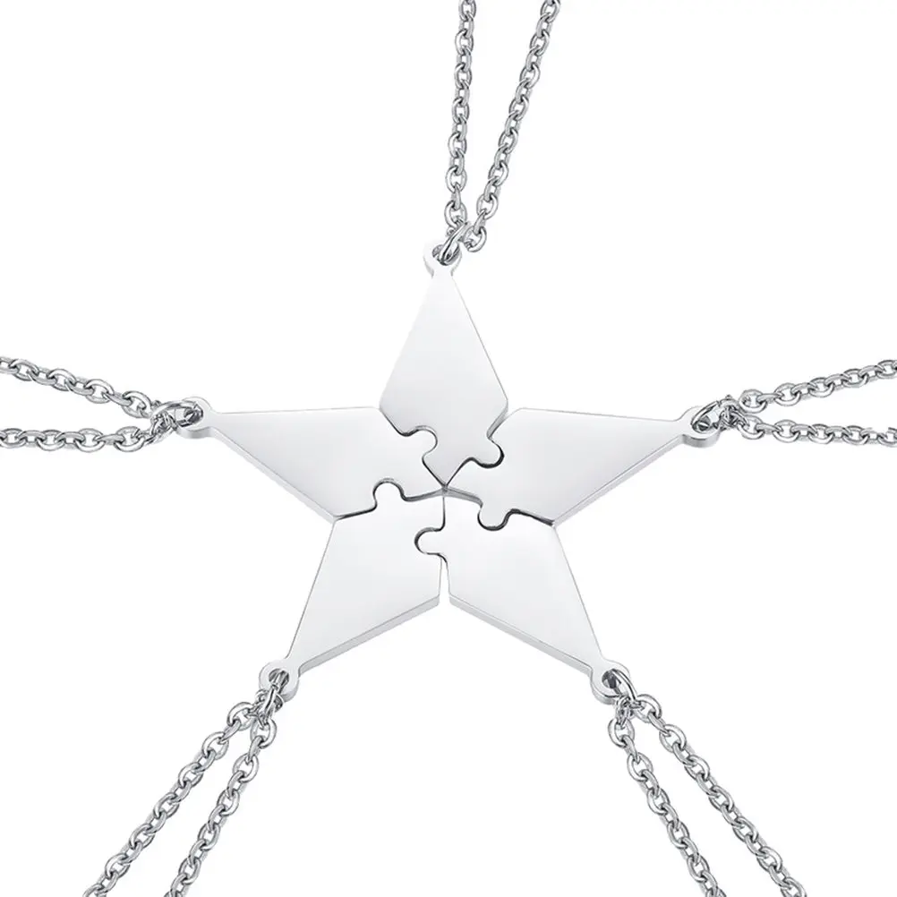 5Pcs Five-Pointed Necklace Set Long-Lasting Family Friends Symbol Creative Jewelry Accessories Fashion Neck Pendant