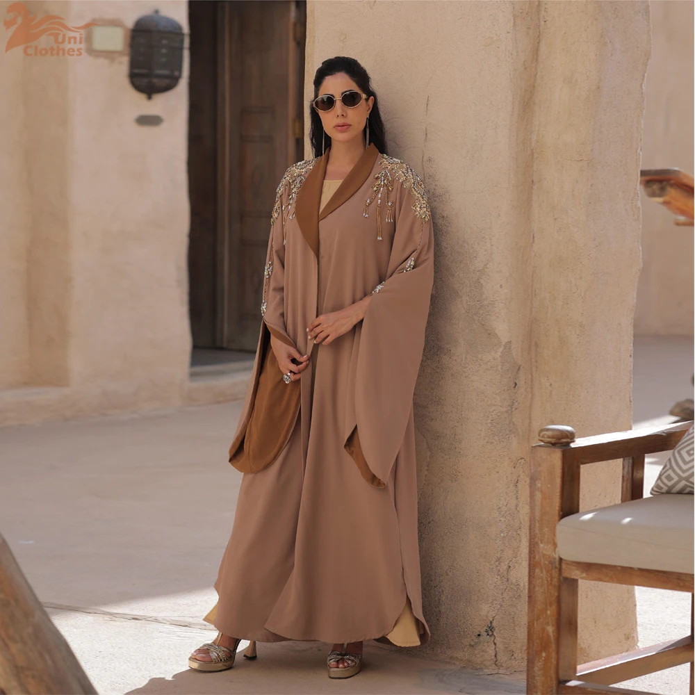 Eid Arab Muslim Party Abaya for Women Dress Diamond Khaki Jalabiya Long Dresses Morocco Kaftan Vestidos Dubai Ramadan Gown Robe