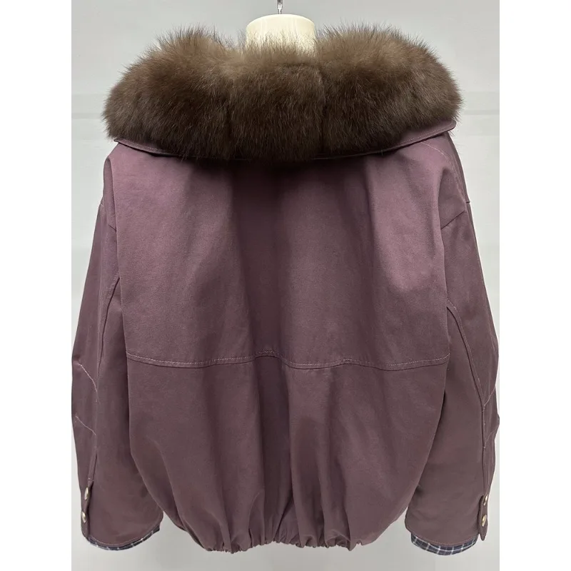 2025 nuovo piumino moda donna giacca corta in pelliccia collo in pelliccia di volpe rimovibile abbigliamento invernale popolare