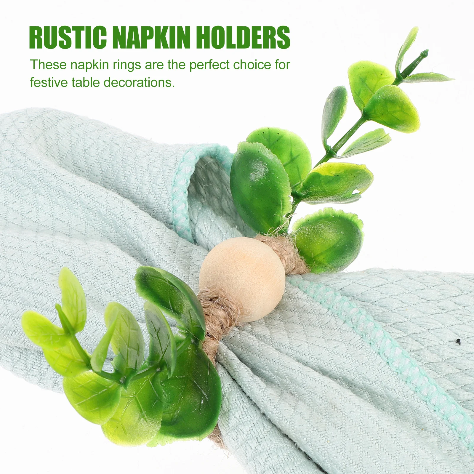 

6pcs Eucalyptus Leaf Napkin Rings Rustic Decorative Napkin Holders For Dining Table Party Banquet Home Kitchen