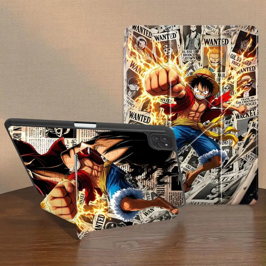 Cartoon P-Pieces L-Luffys With Pen Slot Cover Tablet Case For iPad Air 8 M2 M3 3 Mini 7 6 5 12th 9th 10th Gen Pro M4 13 2025