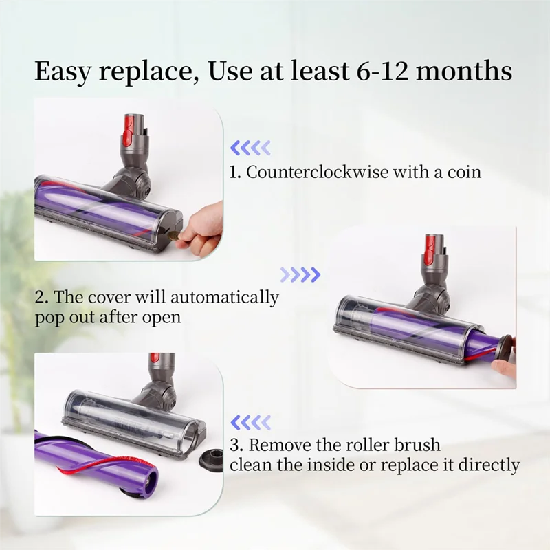 

BAAO-Quick-Release Moterhead Replacement Cleaner Head And Roller Brush Kit Compatible For Dyson V7v8v10v11v1vacuum Cleaners