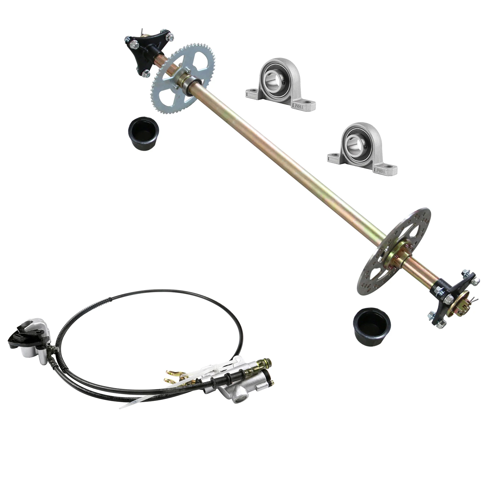 

TDPRO 29" Go Kart Rear Axle T8F Chain Sprocket Complete Kits Brake Master Cylinder Assembly for DIY Go Kart Quad Buggy ATV UTV