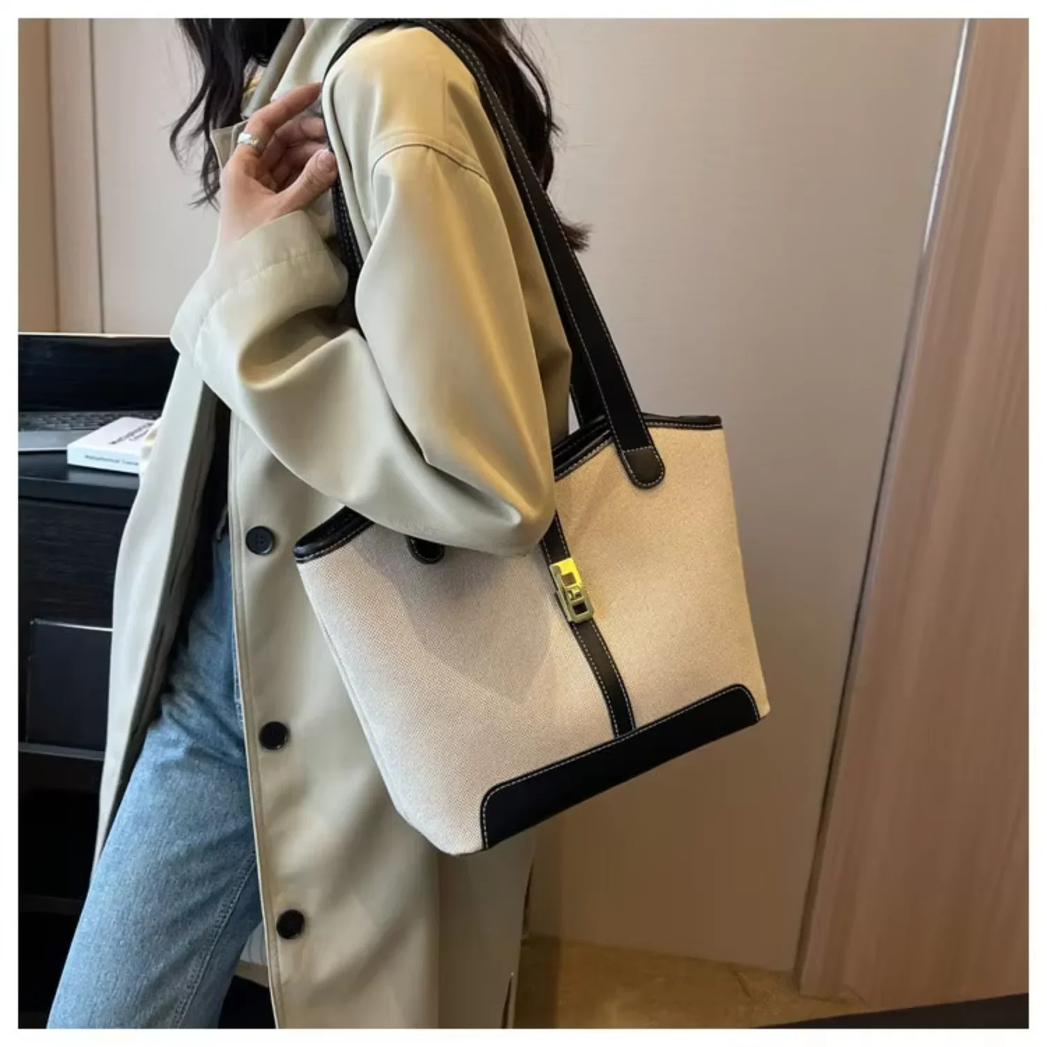كتف قماش نسائي عصري عالي الجودة مع حقائب حمل نسائية ذات سعة كبيرة