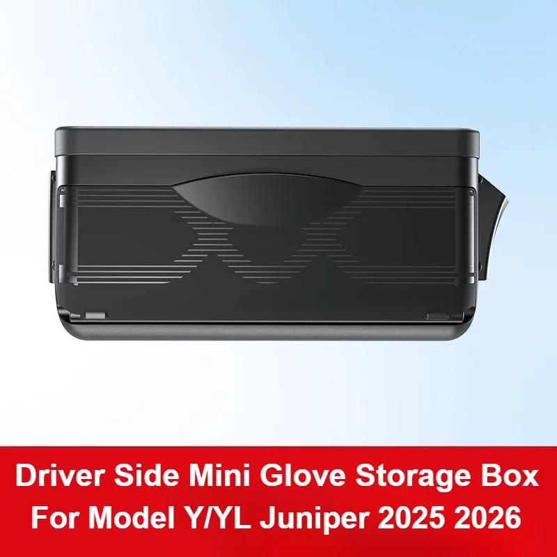 

Driver Side Mini Glove Storage Box For Tesla Model Y YL Juniper 2025 2026 Phone Holder Storage Glasses Case Car Auto Accessories