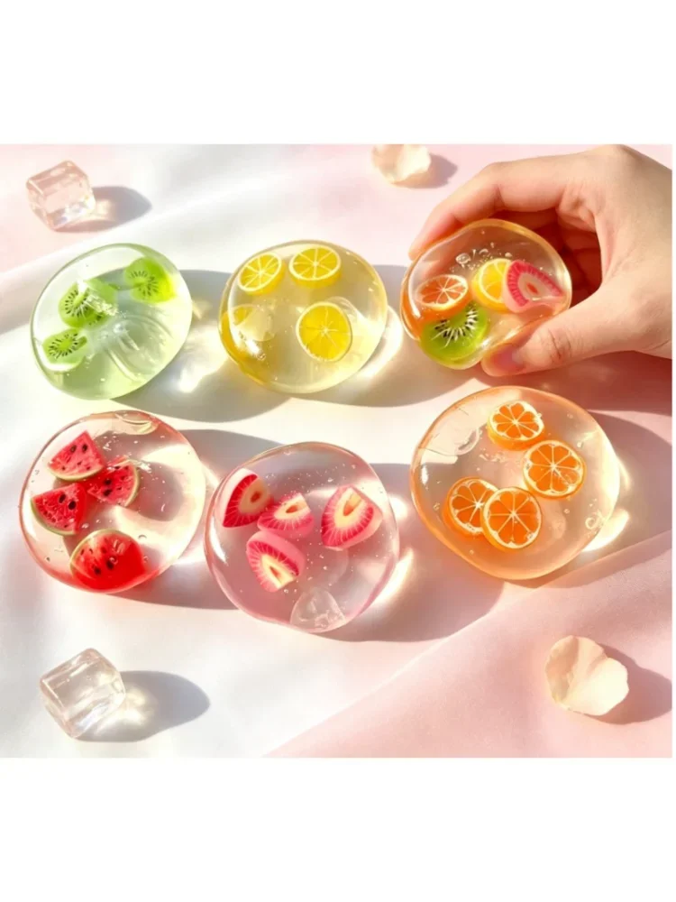Formbares Frucht-Gelee-Squishy-Spielzeug, transparent, mit Kokosnussöl-Duft, ohne Rückprall, Stressabbauender sensorischer Fidget-Ball für Erwachsene