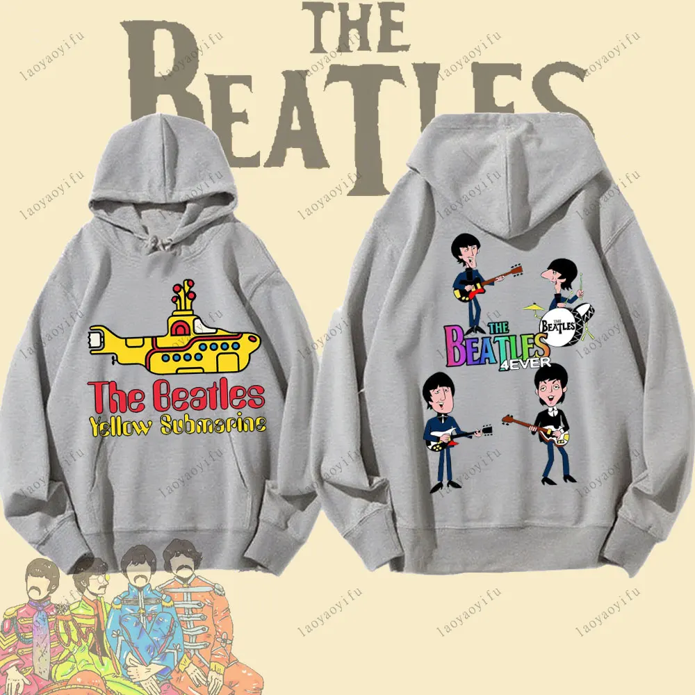 

The Beatles Black Rock Band Hoodie Keep Warm Drop Shoulder Men's Pullover Winter Autumn Fashion Y2k Streetwear Sportswear