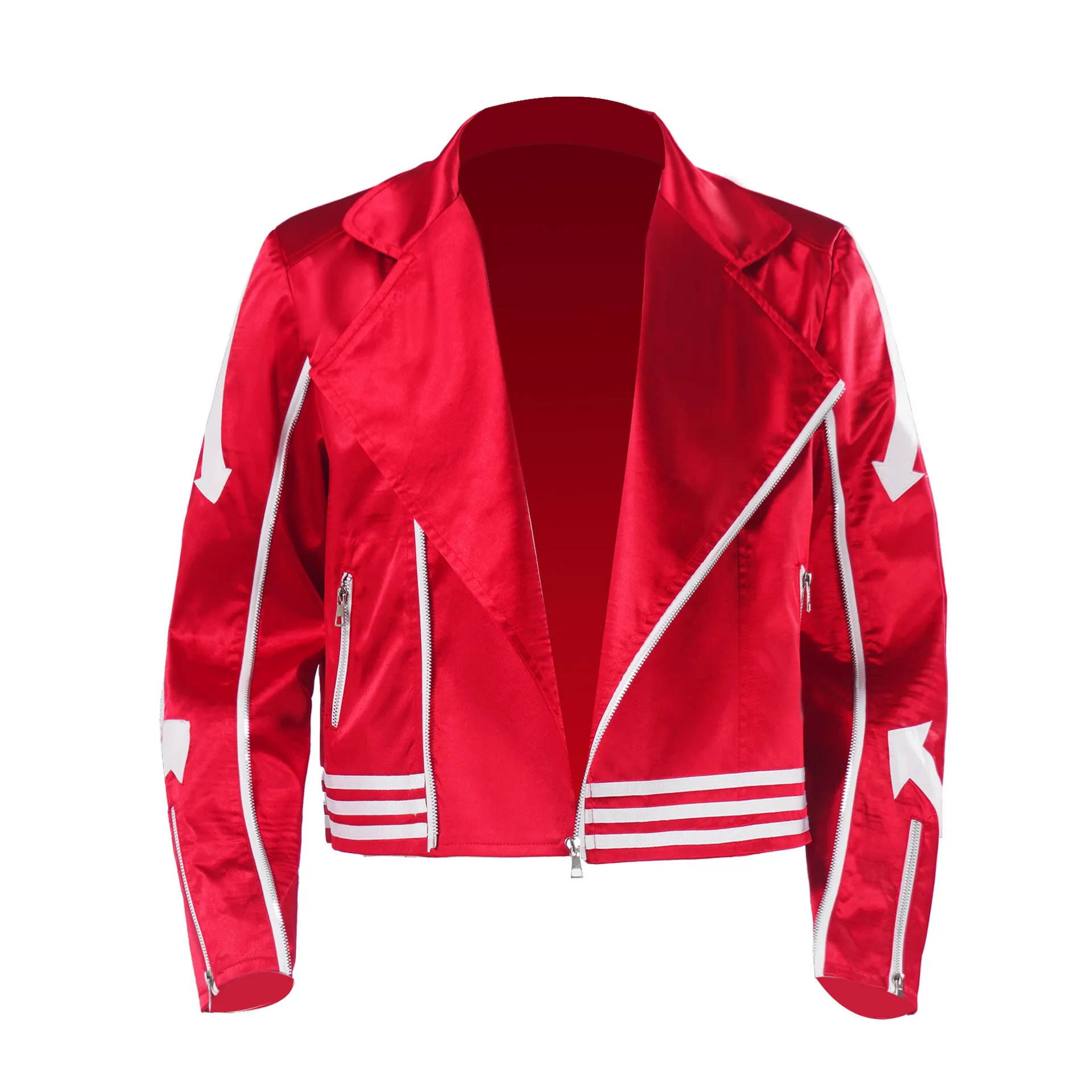 Halloween Costume Cosplay Retro Spicy Girl Jacket Red Shiny Collar Coat Women's Fashion Bright Color Block Party Dress