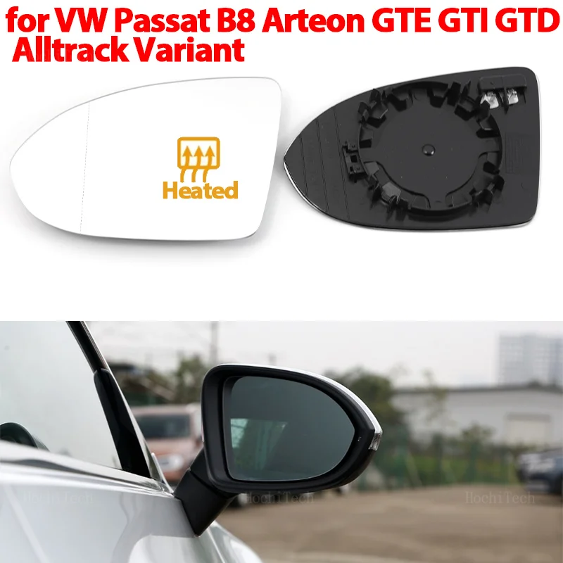 Left&Right Side Heated Wing Mirror Glass Angle Rearview Mirror for Volkswagen VW Passat B8 Arteon GTE Alltrack Variant 2015-23